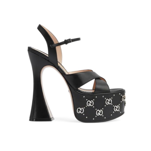 Gucci Black Embellished Platform Heels - Picture 1 of 6